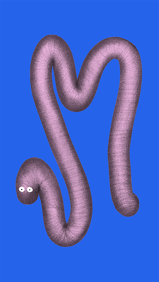 digitally painted work illustration in the shape of the letter M