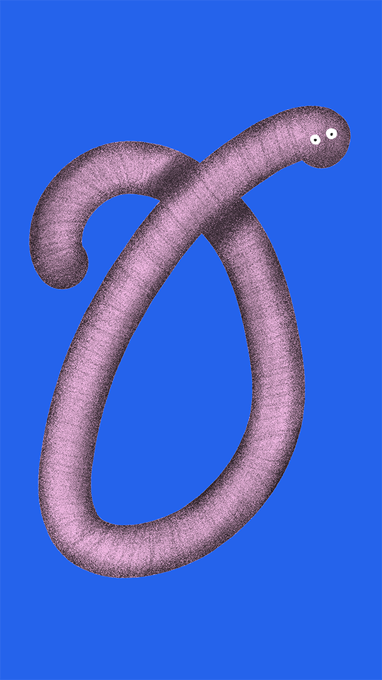 digitally painted work illustration in the shape of the letter O