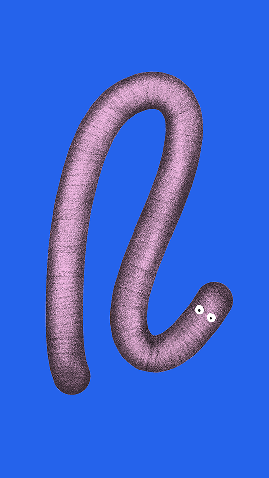 digitally painted work illustration in the shape of the letter R